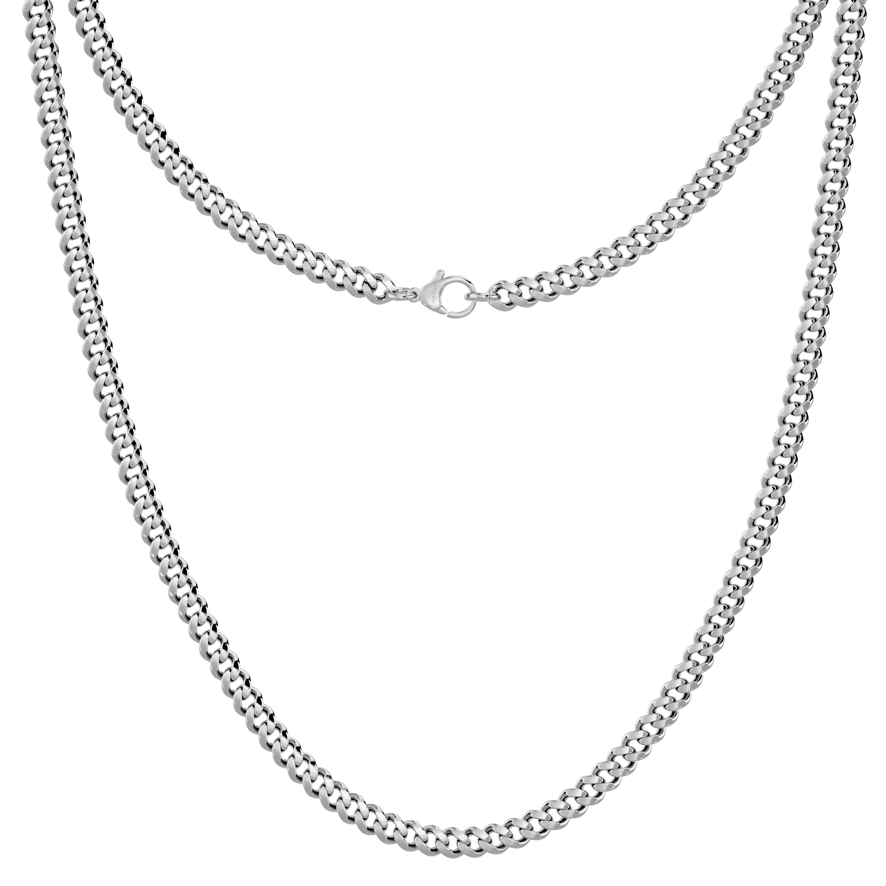 2 4 6mm Silver Cuban Link Chain for Men Necklace Stainless Steel