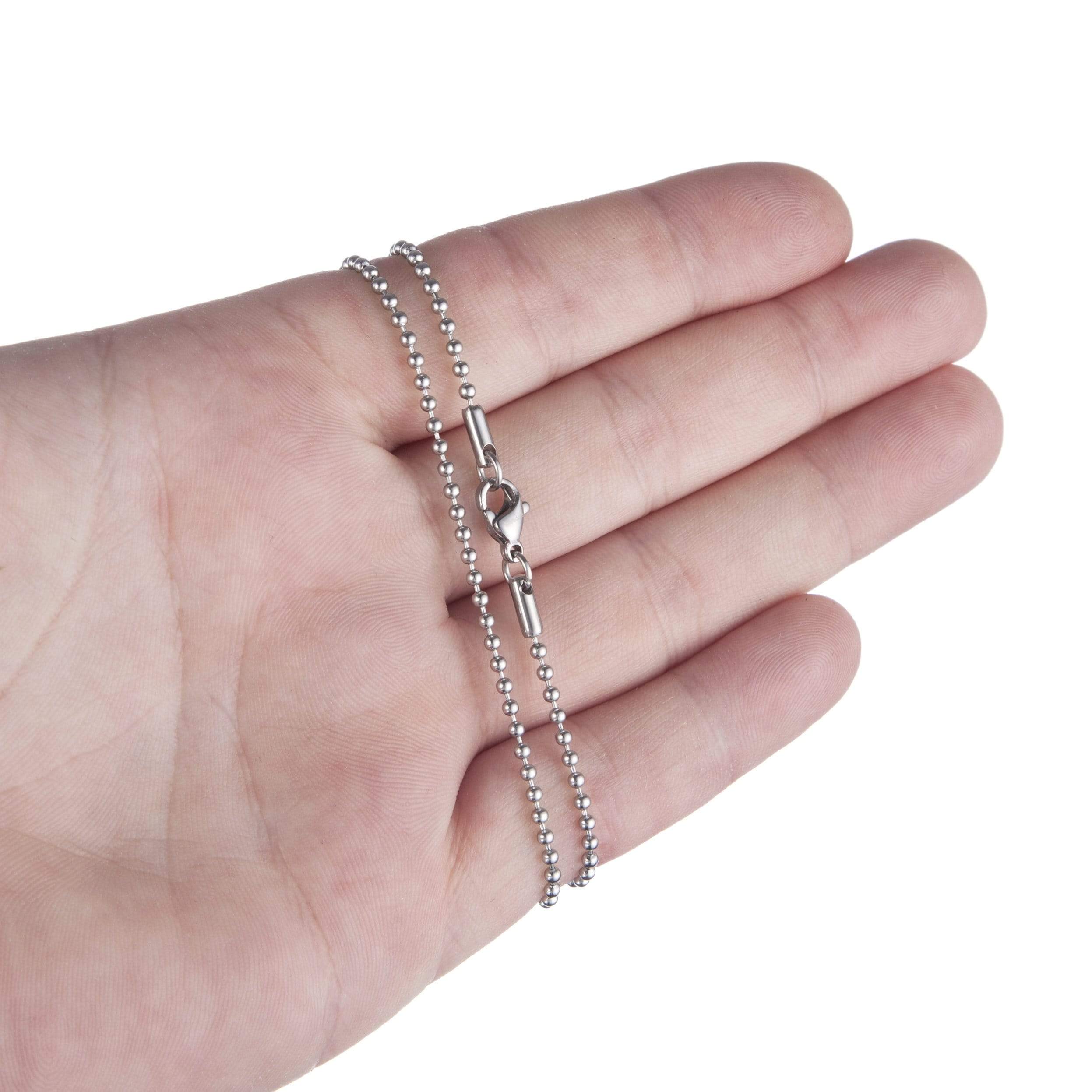 925 Sterling Silver Ball Chain, Necklace, 20 inches or 24 inches. 2mm.|  Charming Engraving